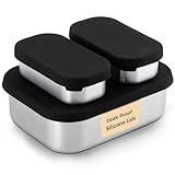 Flexibento - Leak proof Stainless Steel Lunch Box | Steel Bento Box |Food and Lunch Containers with Lids| Meal prep and Snack Containers |Metal lunch Box |Black | 27 OZ, 2 * 6.5 OZ