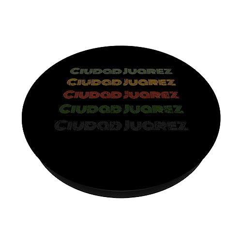 Mexico 70's City Retro Vintage Ciudad Juarez PopSockets Swappable PopGrip, Black - Image 2