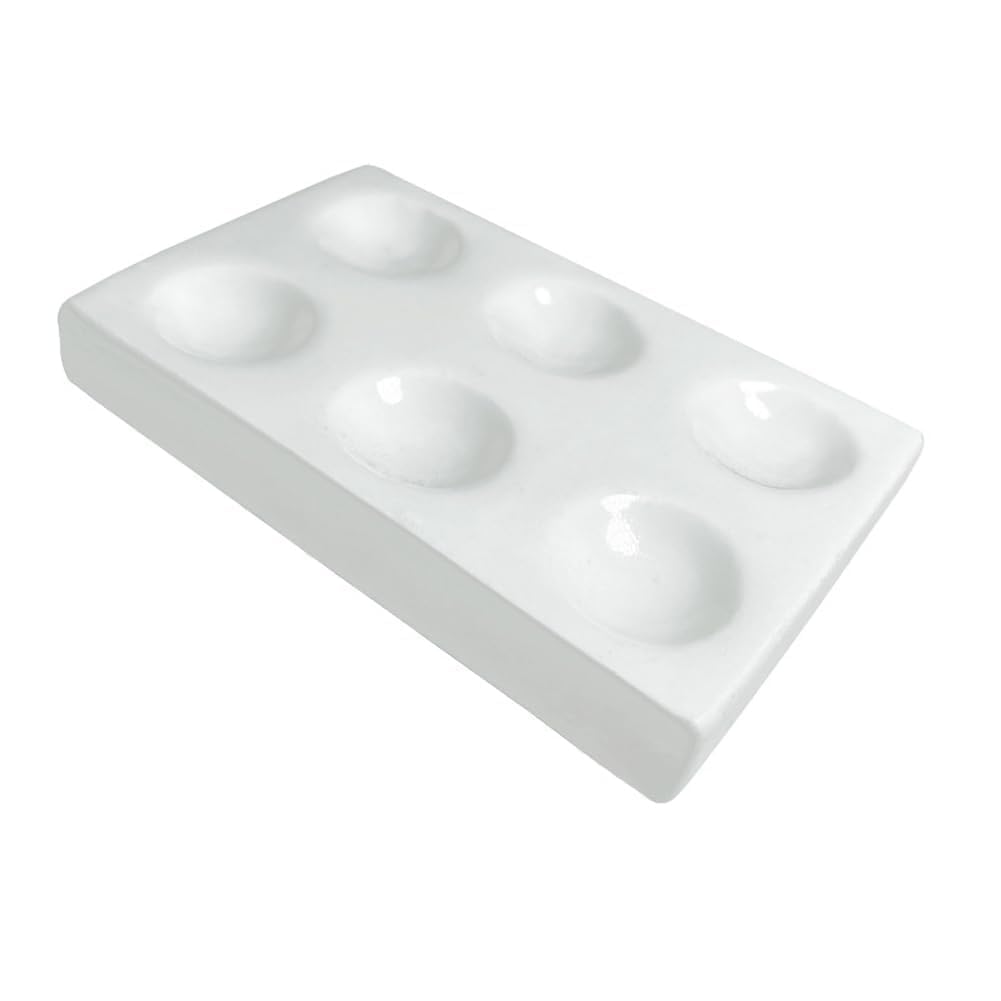 Weißer Porzellan-Punkteller, 6 Mulden, Labor-Spotting-Reaktionsplatte, ideal für Labor-Chemikalien, Experimente, Aufbewahrung von Mikroplatten, Glaswaren und Laborgeschirr