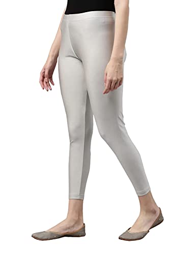 Image of GO COLORS Ankle Length Mid Rise Shimmer Leggings for Women