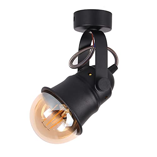 TWSXTE Plafón de estilo rusticos vintage, foco LED, aplique interior regulable, apliques de pared rusticos, casquillos E27, para bombillas de hasta 60W (sin bombilla)