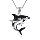 SHEAISRS Shark Necklace 925 Sterling Silver Shark Pendant Ocean Jewelry Necklace Gift for Women