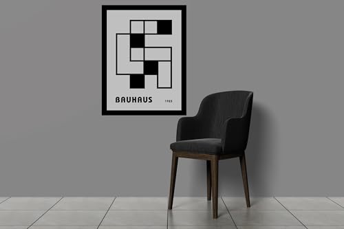 Image of BLINKART Vintage Bauhaus Retro Geometric Aesthetic Poster Gallery | Colorful Wrap Framed For Home Office Studio Living Room Modern Art Studio Decoration Abstract Shapes | (d155) | 13x10 Inch