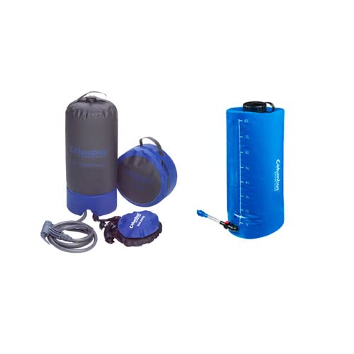 COLUMBUS Conjunto Ducha Camp Shower. Ducha Portátil Solar Camping o Surf con Bomba de Pie para 5-7 Minutos de Agua a Presión y Depósito de Agua 8 litros