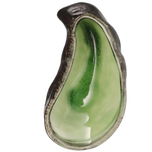 Assiette En Céramique Coquille D'Huître Vert Glacé - Design Vintage Élégant Pour Apéritifs, Caviar, Sushi Et Desserts - Idéale Pour Dîners Et Événements