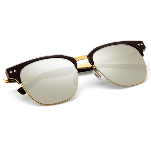 Metal Polarized Sunglasses Men Semi Rimless Frame Wayfarer Sun Glasses Horn Rimmed Shades Driving UV Blocking2