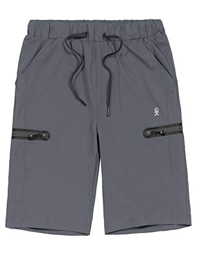 Little Donkey Andy Mens Ultra-Stretch Quick Dry Lightweight Bermuda Shorts Drawstring Zipper Pocket Hiking Travel Golf Gray L