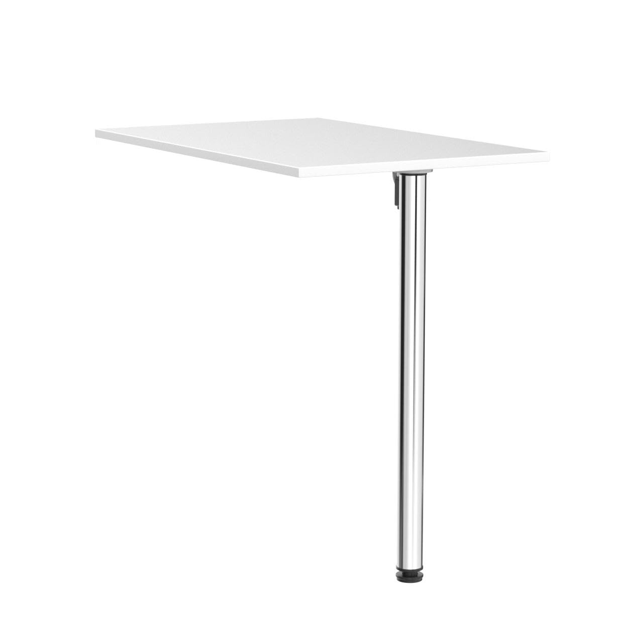 KDR Wandklapptisch 80x50 cm Weiß – Klapptisch mit Tischbein in Chrom zur Wandmontage – als Esstisch, Schreibtisch oder Küchentisch – Höhe 74 cm