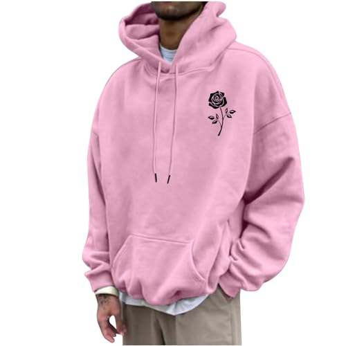 Hoodies for Men Fashion Y2k Rose Print Oversized Streetwear