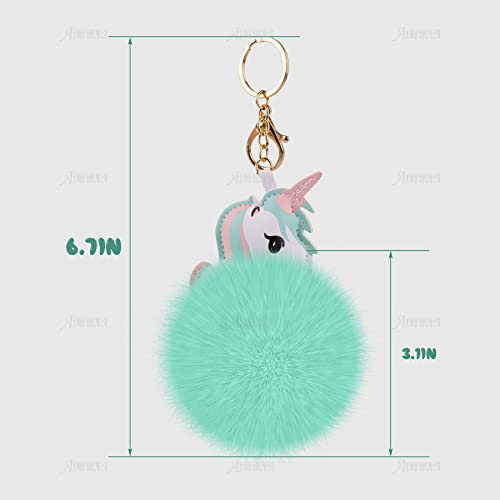 Auear, 9 Pack Animal Pom Pom Keychain Faux Fur Key Rings Cute Fluffy Key Ring For Women #TOP4