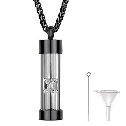Richsteel Colgante Ceniza Reloj Arena Collar relicario Hombre urna Colgante crematorio te Amo para Siempre Colgantes para Cenizas