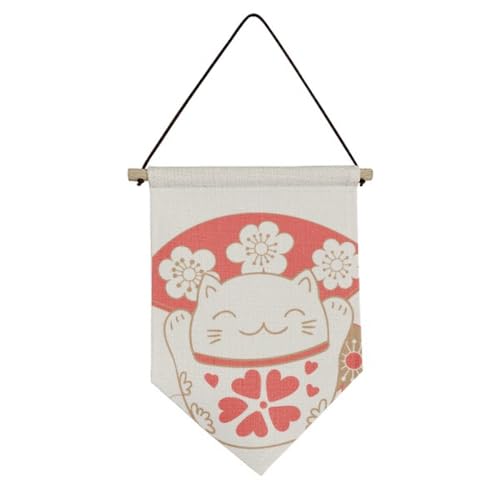 Drapeau japonais en toile chat porte-bonheur cadeau idéal pour passionnés