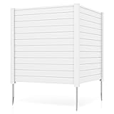 Giantex Air Conditioner Fence 2 Panels - 48''W x 48''H Outdoor Privacy Screen with Upgraded Metal Stakes, PP Trash Can Enclosure, Decorative Garden Fences for Patio Lawn AC Unit Pool Pump, White