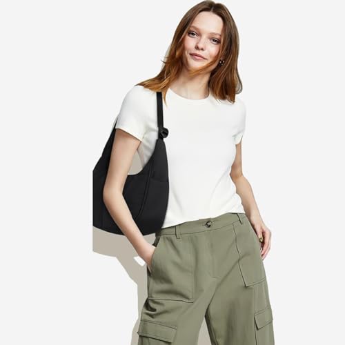 Women’s Puffer Quilted Crescent Bag - Nylon Hobo Purse with Adjustable Strap Zipper for Work, Travel3