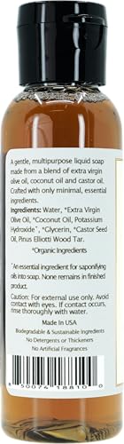 Image of Claya Pine Tar Liquid Castile Soap - Organic Ingredients, Biodegradable, Gentle for Sensitive Skin, Versatile Use and Travel Size (3 Pack of 2 fl oz)