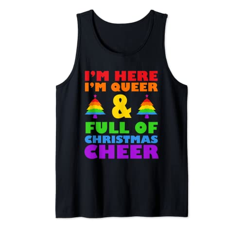 Im Here Im Queer Weihnachtspyjama Cool LGBT-Q Gay Pride Xmas Tank Top