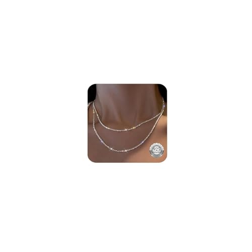 Kenivira Kette Silber 925 Damen Layered Silber Halsketten Stapelbare Kette...