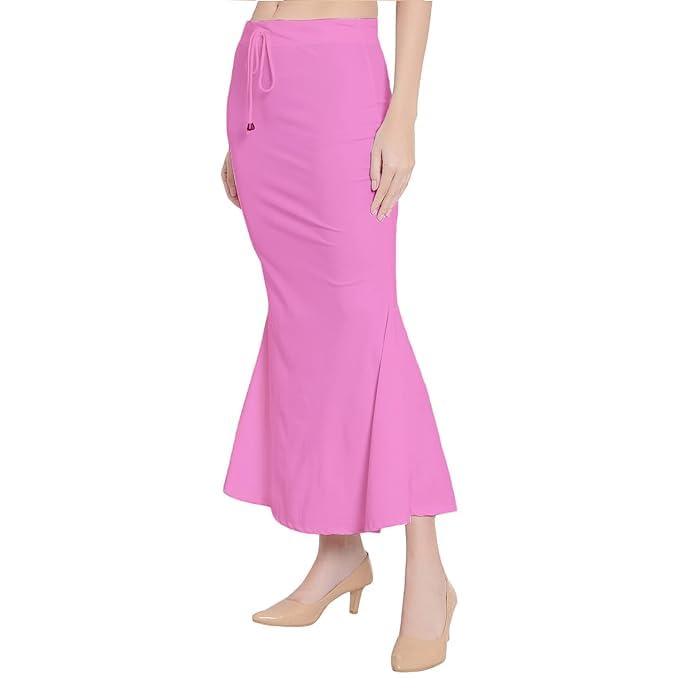 Image of Saree Shapewear Petticoat for Women Cotton Blended Lycra Shaper Petticoat with Elastic & Lace (Drawstring) Long Under Skirt Fishcut Wrinkle Free Shapewear