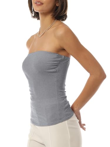 Image of MixMatchy Women's Stretchy Strapless Tube Top Y2K Bandeau Top