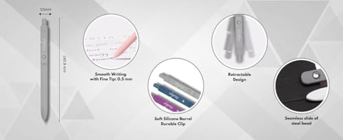 Gel Pens, 6pc 0.5mm Quick-Dry Black Gel Ink Pens, Retractil miniatura 7