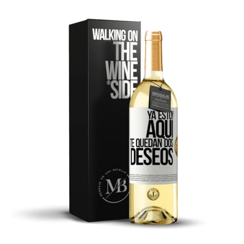 «Ya estoy aquí Te quedan dos deseos» Mensaje en una Botella. Vino Blanco Premium Verdejo Joven + Gift Box. Etiqueta Blanca PERSONALIZABLE