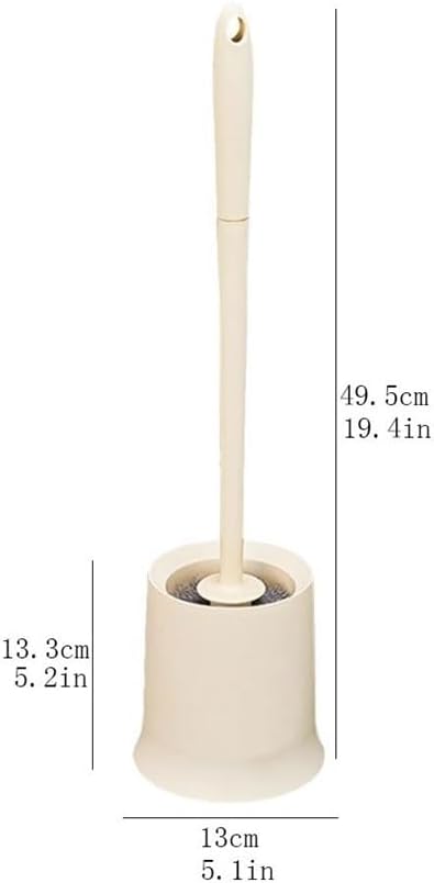 Toilet Brush Round Grey Brush Head Toilet Brush with Base Long Handle Toilet Bowl Brush Holder Set Floor Standing Toilet Brush Bathroom Accessories