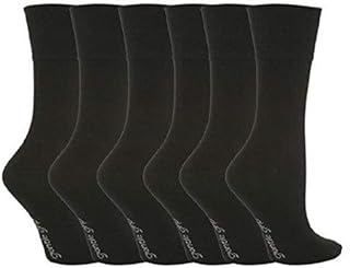 6 Pairs of Sock Shop Everyday Gentle Grip Socks Ladies 4-8 See Multi Variations and Designs (6 x RG67 Black)