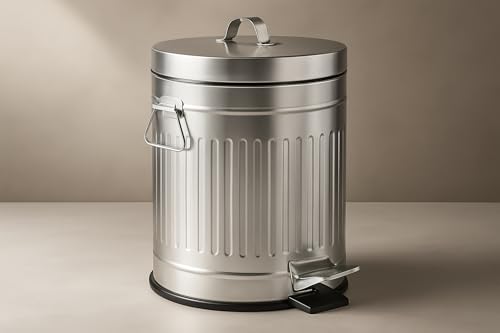 Riyashop Treteimer Abfalleimer Mülleimer Pedaleimer Müllbehälter Badeimer Zink Eimer (12 Liter)