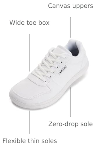 Image of WHITIN Women's Minimalist Barefoot Shoes Wide Toe Box W882 | Natural Toe Freedom, Zero Drop Balance, Flexible Thin Sole, Lightweight Canvas Comfort, Daily Walking