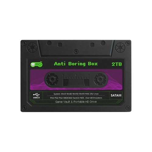 Anti Boring Box Game Vault Hard Disk Drive – 57,000 (1TB) / 70,000 (2TB) Pre-Installed Retro Games, USB 3.0 Plug & Play Batocera Emulator Gaming Hard Drive for PC & Portable Retro Game Console (2TB)