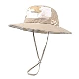 Aida Bz Jungen Kinder UV-beständiger Camouflage Fischerhut, atmungsaktiver und komfortabler hautfreundlicher schweißabsorbierender Sonnenhut mit großer Krempe,Khaki