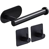 Conjunto simple y práctico: Colgador papel higienico y conjunto de ganchos adhesivos para pared, satisfacer sus necesidades a la vez, le dan un estilo completo de decoración de muebles, ampliamente utilizado en baños, cocinas, dormitorios y oficinas, etc, para almacenar toallas de papel / toallas / toallas de té / toallas de baño / ropa / etc.