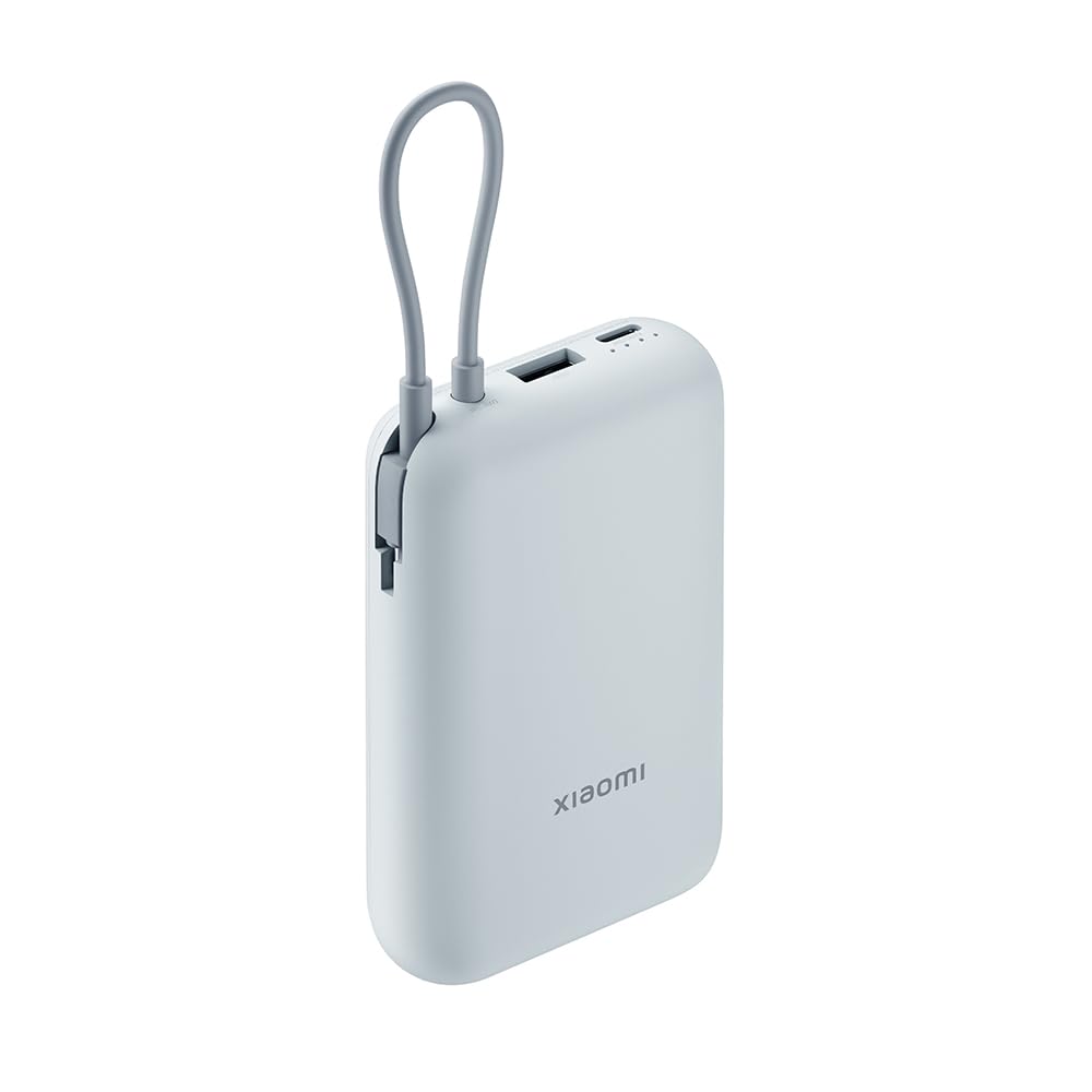 Xiaomi Power Bank 10000mAh with USB-C fast charging, 22.5W max ultraportable, triple device compatibility (iPhone/Samsung/AirPods), USB-C input & output, airline approved-Blue.