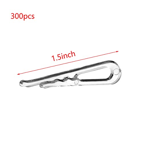 MEETOOT 300pcs Transparent Plastic Alligator Clip 38mm Shirt Fixing Packing Clip U Shape Plastic Clothespins for Ties Socks Pants Shirts