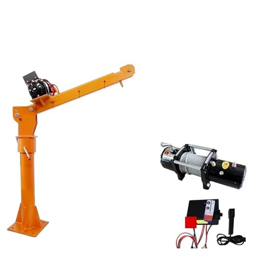 Vehicle-Mounted Crane, 12V / 24V / 220V / Manual Small Cantilever Crane, Household Vehicle-Mounted Electric Hoist MINGPING(24V 1000kg Dual Control)