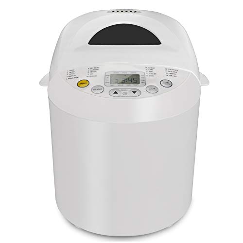 Automatic Bread Maker 2LB Programmable Bread Machine With Gluten Free Sitting, LED Display, Visual Menu (19 Programs, 3 Loaf Sizes, 3 Crust Colors, 15 Hours Delay Timer, 1 Hour Keep Warm) (White)