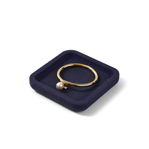 Microfiber Jewelry Trays Stackable Jewelry Display Tray Square Jewelry Bracelet Necklace Tray Organizer Ring Earring Necklace Organizer Tray Jewelry Trays For Drawers (Blue