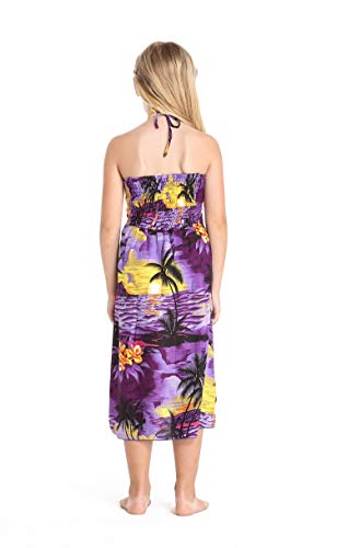 Girl Hawaiian Halter Dress in Purple Sunset2
