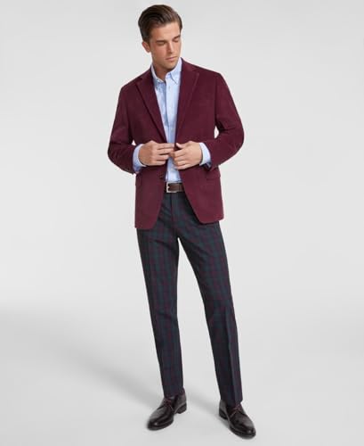 Tommy Hilfiger Mens Modern fit Corduroy Sport Coat Blazer 38 R Burgundy Red