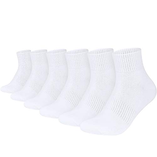 Garsumiss 6 Paar Baumwollsocken Wicking Atmungsaktiv Laufen Laufen Athletic Gentle Grip Work Schwarz Weiß Socke für Damen, Herren
