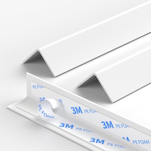 RUANSTEC 2 Pack White Corner Guards for Walls Baby Proofing - Self-Adhesive PVC Wall Corner Protectors & Edge Guards, 0.98" x 0.98" x 39.7" (100cm) - for Stairs, Furniture, Drywall