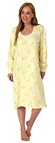 NORMANN-Waeschefabrik-Elegantes-frauliches-Damen-Nachthemd-mit-Spitze-105-cm-Laenge-Knopfleiste-am-Hals