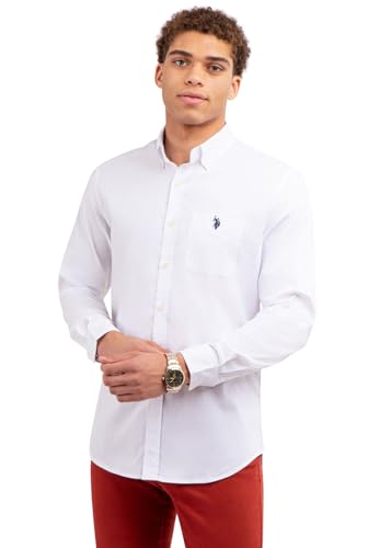 us polo assn dress shirts LONG SLEEVE VERTICAL WORDMARK OXFORD SHIRT