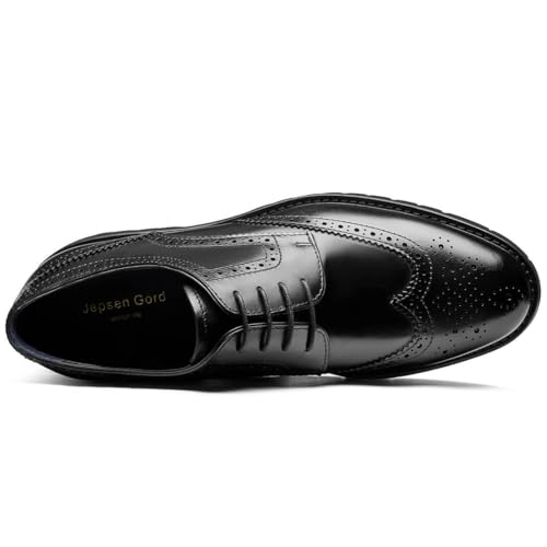 Image of Men's Dress Shoes Wingtip Genuine Cowhide Leather Oxfords with Brogue Derby Shoes for Wedding, Business, Fomal Occasions