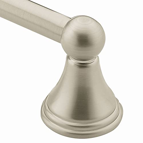 Image of Moen Preston Brushed Nickel 24-Inch Single Wall Mounted Bathroom Towel Bar, DN8424BN