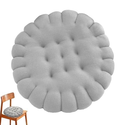 Biscuits Cushion, Cookie Shaped Plush Pillow, 15.75x15.75x3.15 Inch Comfortable and Fun Design, Soft Seating Cushion for Bedroom, Sofa, Couch, Color Pink, Gray, Dark Brown