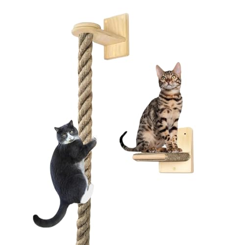 YNPQTDS Wandmontiertes Klettertau Für Katzen,Katzensprungkissen - Wandmontierte Sprungstufen Mit Ruheregal Für Haustiere