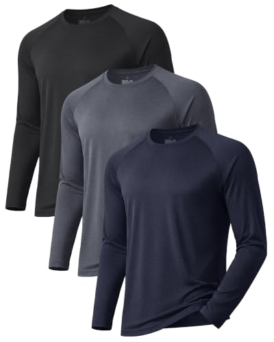 3 Pack Long Sleeve Shirts for Men - Quick Dry Moisture Wicking UV Sun Protection T-Shirts for Fishing Workout Athletic Gym - image 1