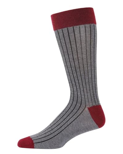 MeMoi Men's Rib Knit Luxuriously Soft Cashmere Crew Socks Dark Gray Heather 10-13