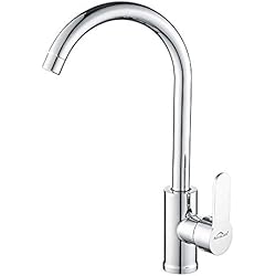 Griferia Fregadero Leroy Merlin Auralum Grifo de Cocina con Giro de 360°, Caño Alto, Diseño Elegante Grifos de Fregadero Monomando en Latón y Cromado para Agua Caliente y Fría